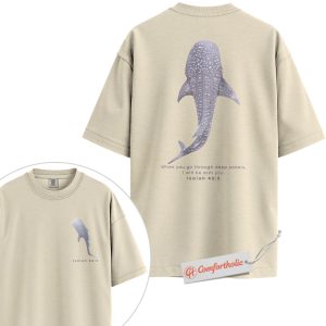 When You Go Through Deep Waters Shirt, Isaiah 43:2 Bible Verse Shirt, Christian Shirt, Whale Shark Shirt, Ocean Faith Shirt, Comfort Colors Shirt 2-Sided