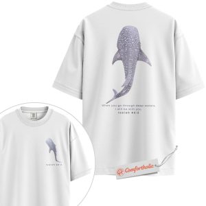 Alternative view of When You Go Through Deep Waters Shirt, Isaiah 43:2 Bible Verse Shirt, Christian Shirt, Whale Shark Shirt, Ocean Faith Shirt, Comfort Colors Shirt 2-Sided