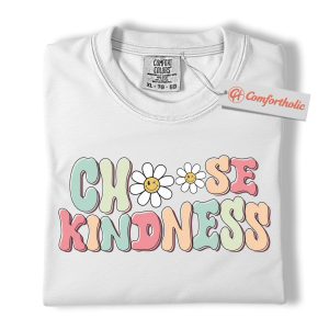 Alternative view of Choose Kindness Shirt, Retro Teacher Shirt, Teacher Comfort Colors Shirt
