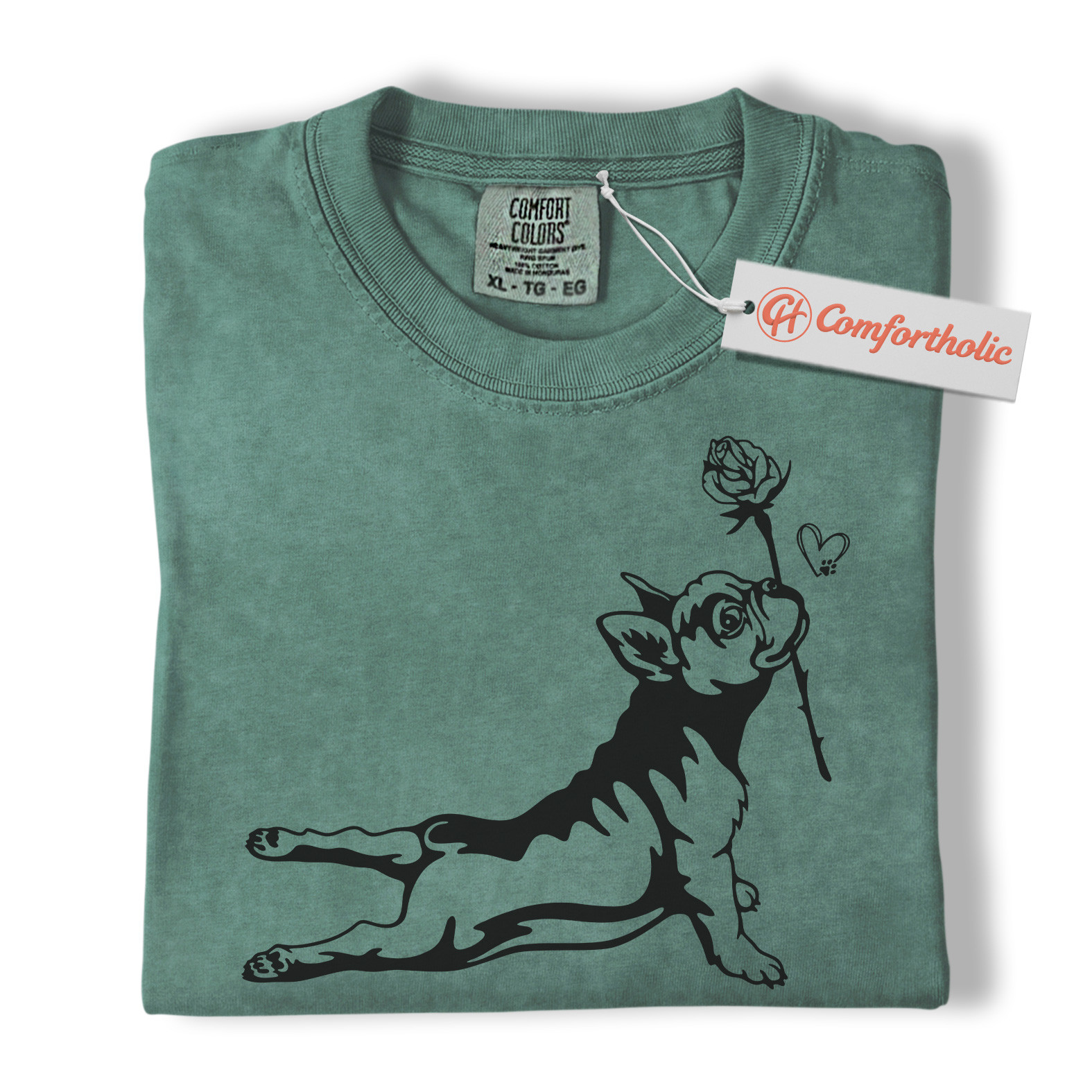 French Bulldog Shirt, Cute Dog Holding Rose Tee, Romantic Puppy T-Shirt, Frenchie Dog Comfort Colors Shirt - Image 11