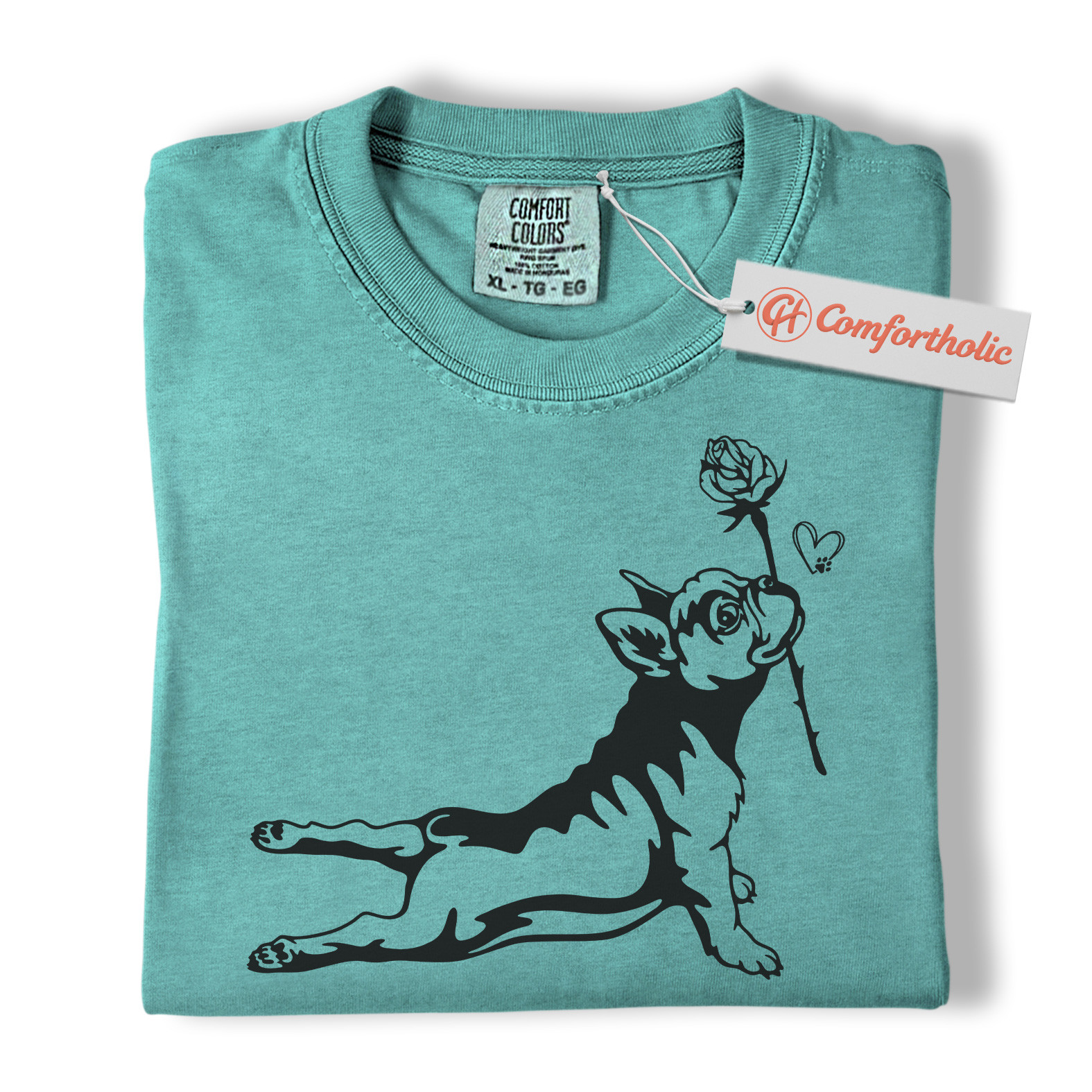 French Bulldog Shirt, Cute Dog Holding Rose Tee, Romantic Puppy T-Shirt, Frenchie Dog Comfort Colors Shirt - Image 14