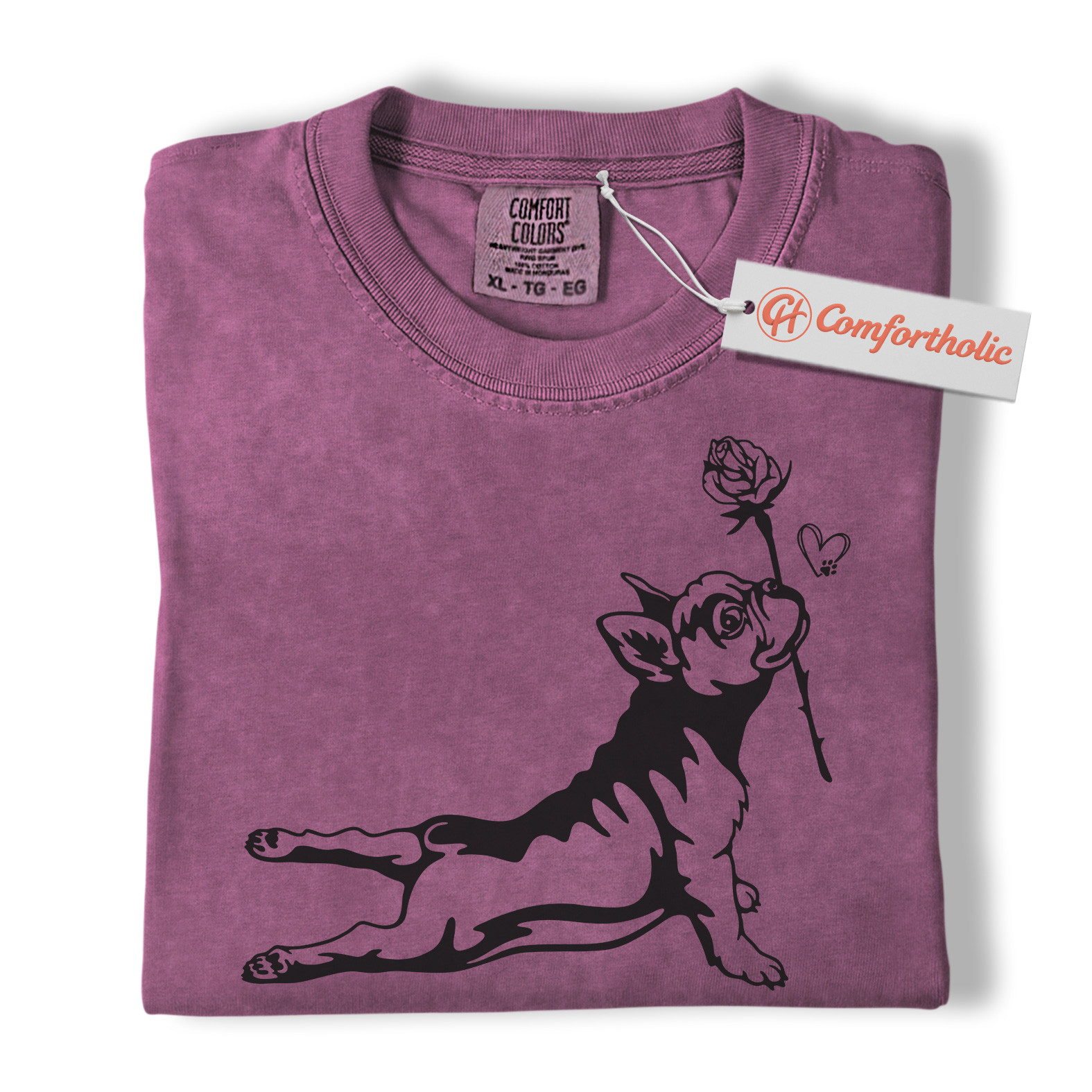 French Bulldog Shirt, Cute Dog Holding Rose Tee, Romantic Puppy T-Shirt, Frenchie Dog Comfort Colors Shirt - Image 16