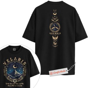 Alternative view of Velaris Shirt, City of Starlight Shirt, ACOTAR Shirt, Fantasy Moon & Mountain Graphic Shirt, Book Lover Comfort Colors Shirt 2-Sided