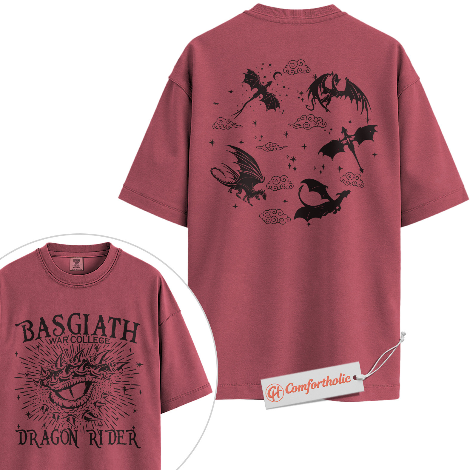 Fourth Wing Shirt, Basgiath War College Shirt, Dragon Rider Shirt, Fantasy Book Lover Comfort Colors Shirt 2-Sided - Image 19