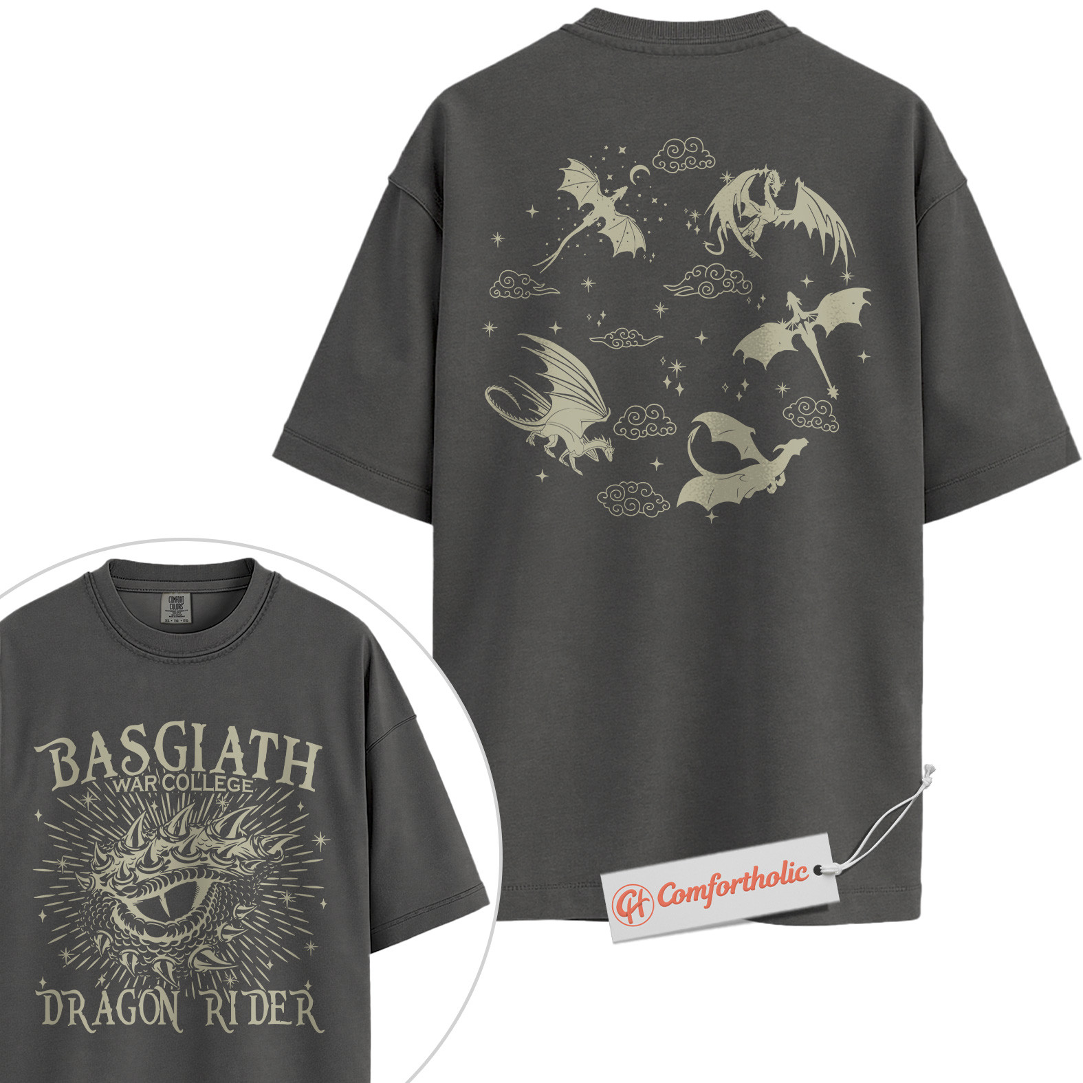 Fourth Wing Shirt, Basgiath War College Shirt, Dragon Rider Shirt, Fantasy Book Lover Comfort Colors Shirt 2-Sided - Image 2