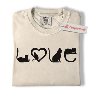 Cat Love Shirt, Cute Kitty Silhouette T-Shirt, Cat Lover Tee, Pet Comfort Colors Shirt
