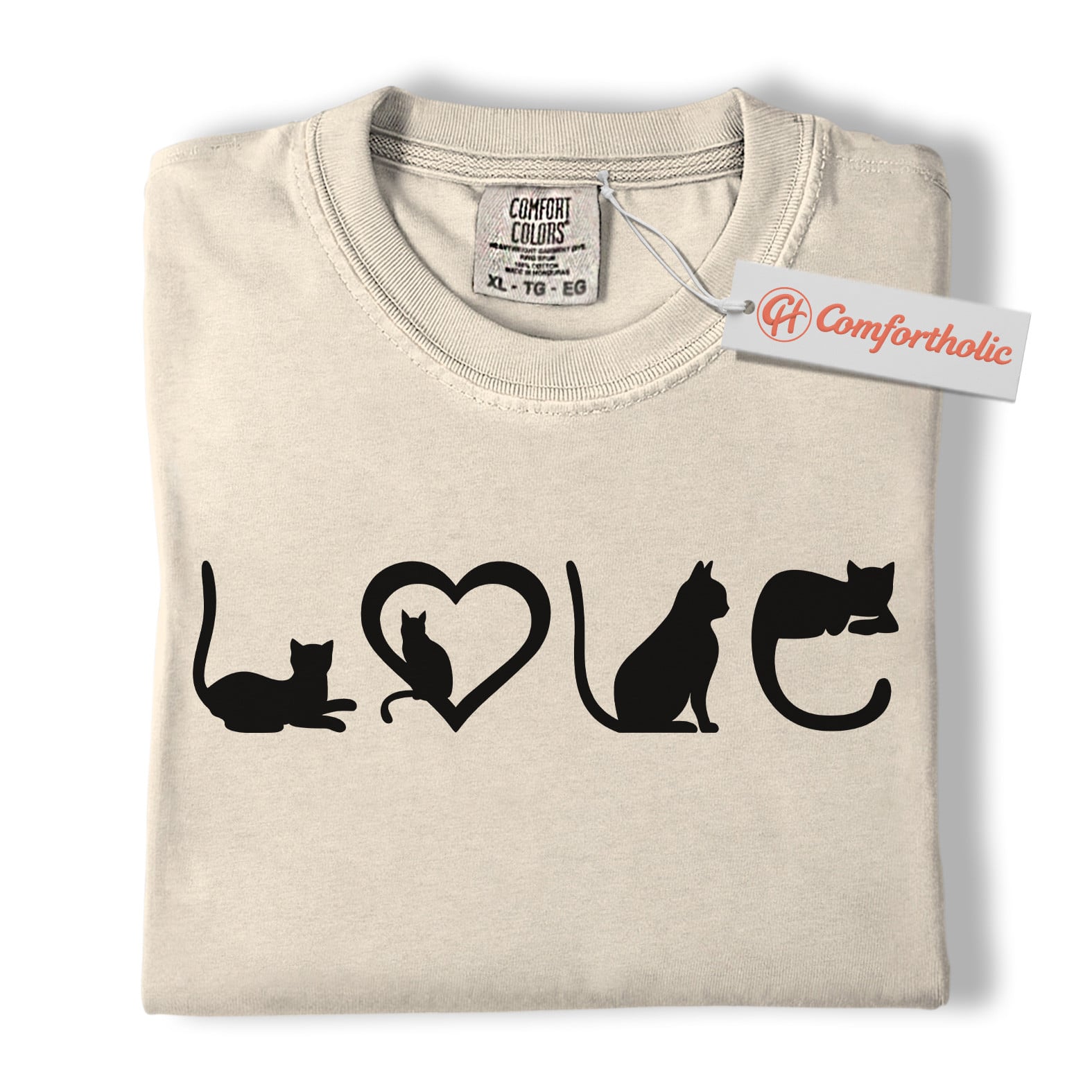 Cat Love Shirt, Cute Kitty Silhouette T-Shirt, Cat Lover Tee, Pet Comfort Colors Shirt