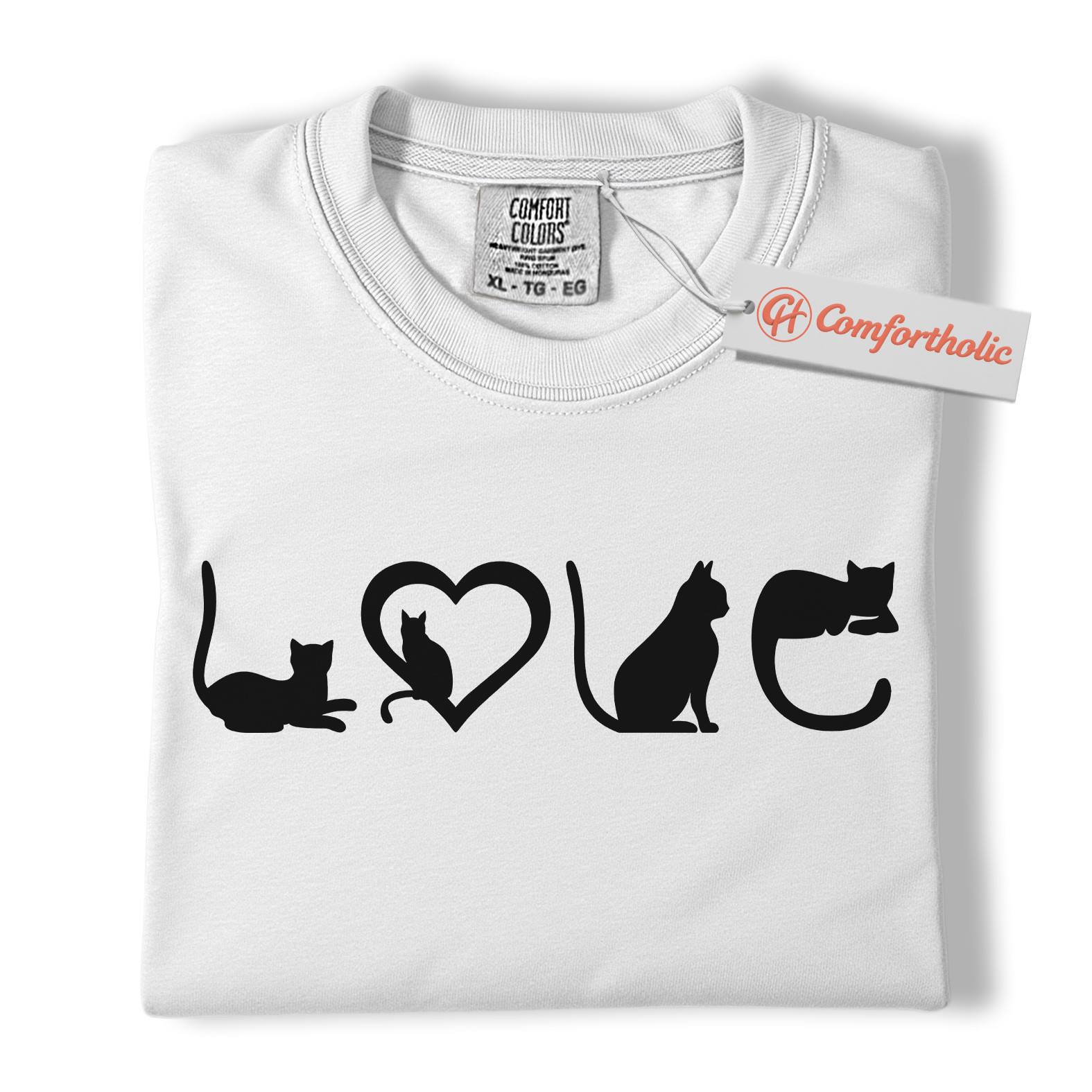 Cat Love Shirt, Cute Kitty Silhouette T-Shirt, Cat Lover Tee, Pet Comfort Colors Shirt - Image 9