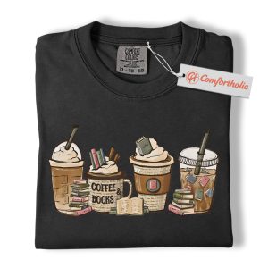 Alternative view of Coffee and Books Shirt, Book Lover Shirt, Reading Shirt, Literary Shirt, Book Comfort Colors Shirt