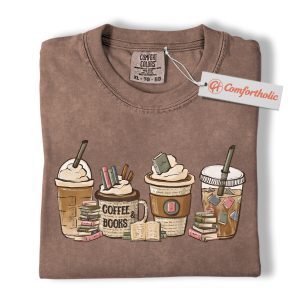 Coffee and Books Shirt, Book Lover Shirt, Reading Shirt, Literary Shirt, Book Comfort Colors Shirt