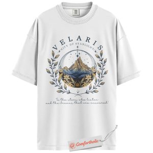 Alternative view of Velaris Shirt, City of Starlight Shirt, ACOTAR Shirt, Night Court Mountain Shirt, Fantasy Book Lover Comfort Colors Shirt