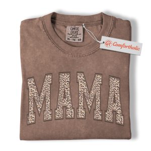 Leopard Print Mama Shirt, Trendy Mom Shirt, Mother's Day Gift, Family Comfort Colors Shirt