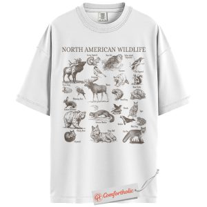 Alternative view of North American Wildlife Shirt, Vintage Animal Identification Shirt, Nature Field Guide Shirt, Outdoor Explorer Comfort Colors Shirt