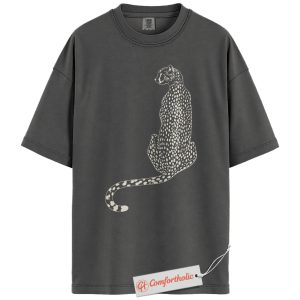 Alternative view of Cheetah Shirt, Sitting Leopard Shirt, Modern Animal Print Comfort Colors Shirt