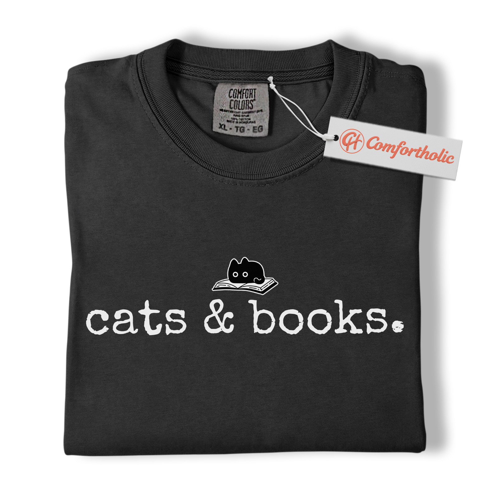 Cats and Books Shirt, Cute Bookish Cat Shirt, Minimalist Reading Shirt, Literary Comfort Colors Shirt - Image 3