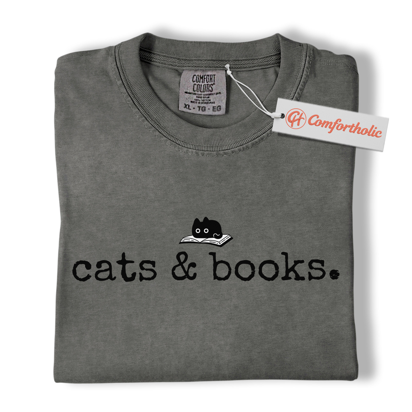 Cats and Books Shirt, Cute Bookish Cat Shirt, Minimalist Reading Shirt, Literary Comfort Colors Shirt - Image 4