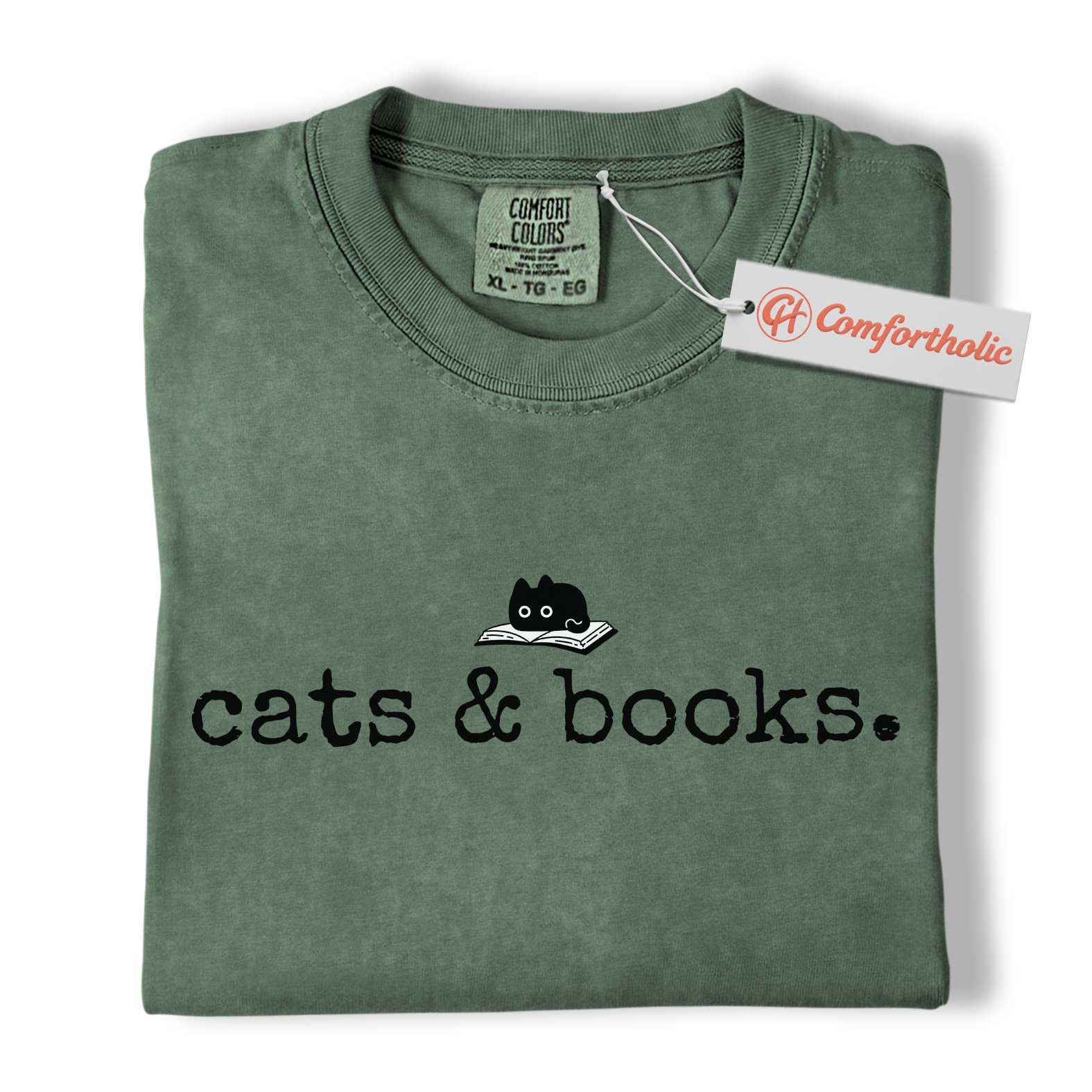 Cats and Books Shirt, Cute Bookish Cat Shirt, Minimalist Reading Shirt, Literary Comfort Colors Shirt - Image 6