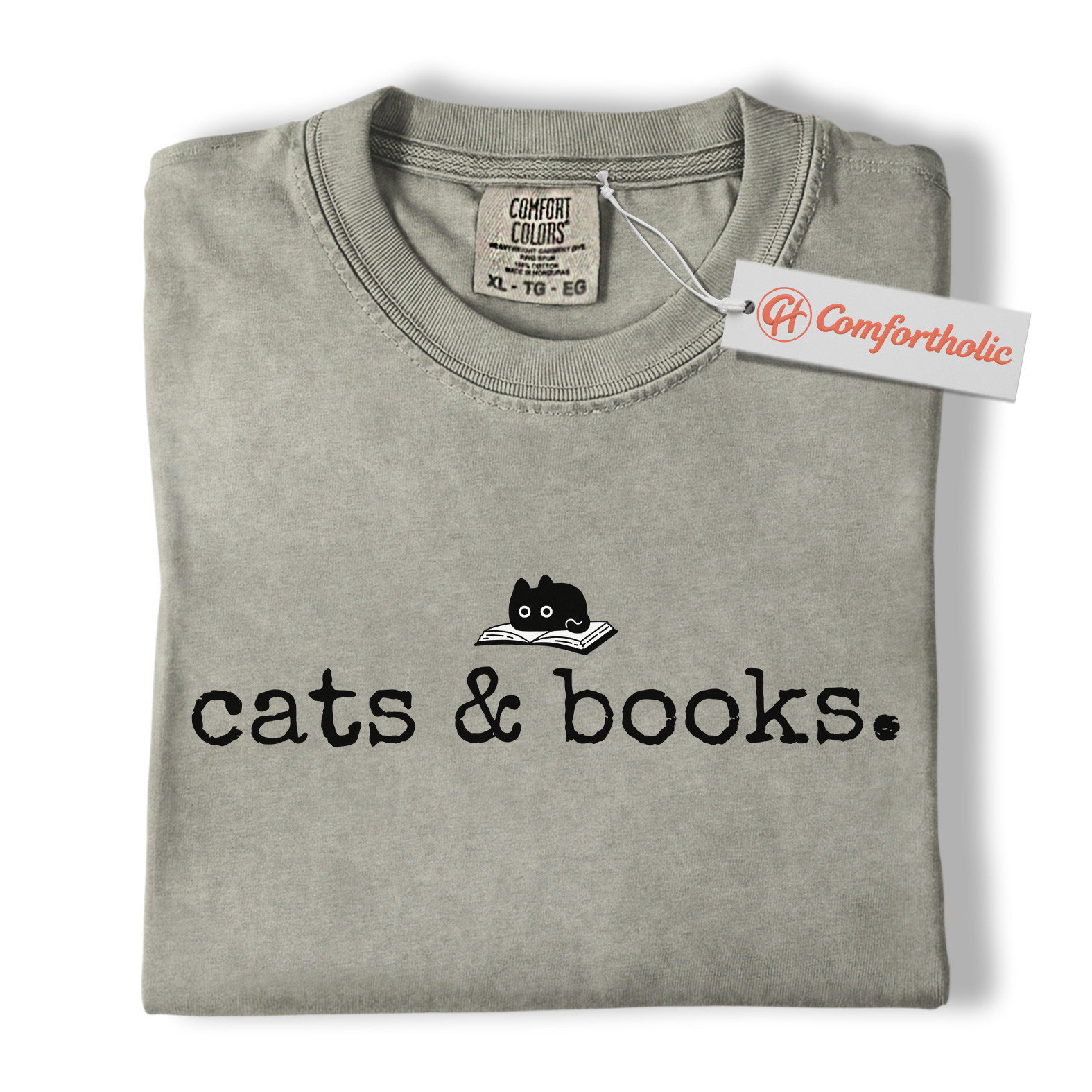 Cats and Books Shirt, Cute Bookish Cat Shirt, Minimalist Reading Shirt, Literary Comfort Colors Shirt