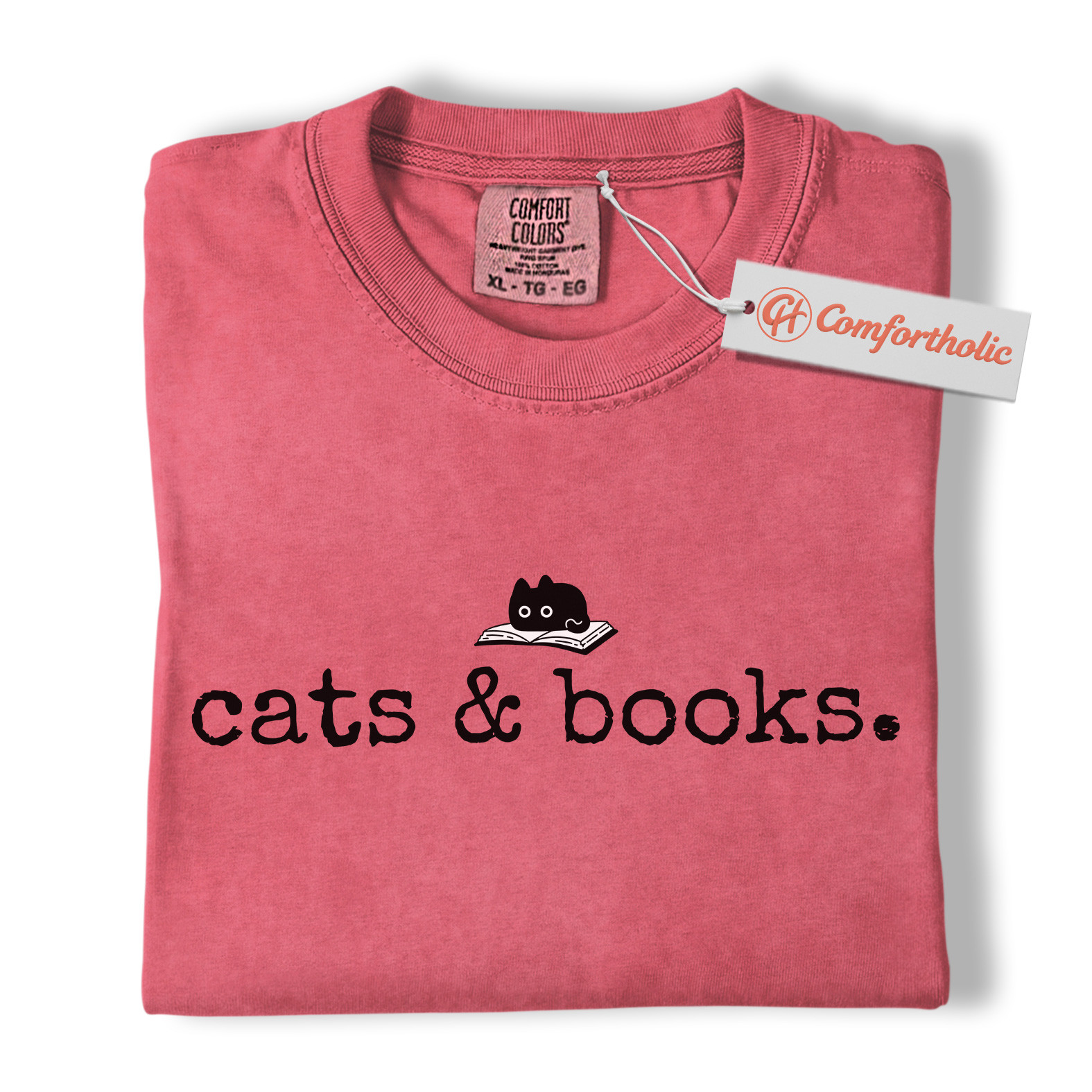Cats and Books Shirt, Cute Bookish Cat Shirt, Minimalist Reading Shirt, Literary Comfort Colors Shirt - Image 9