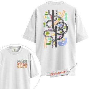 Alternative view of Tired Dads Club Shirt, Funny Dad Life Shirt, Toy Road Map Shirt, Father's Day Gift, Fatherhood Comfort Colors Shirt 2-Sided