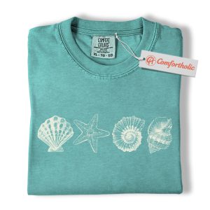 Sea Shells Shirt, Starfish Beach Shirt, Coastal Ocean Life Shirt, Minimalist Marine Comfort Colors T-Shirt