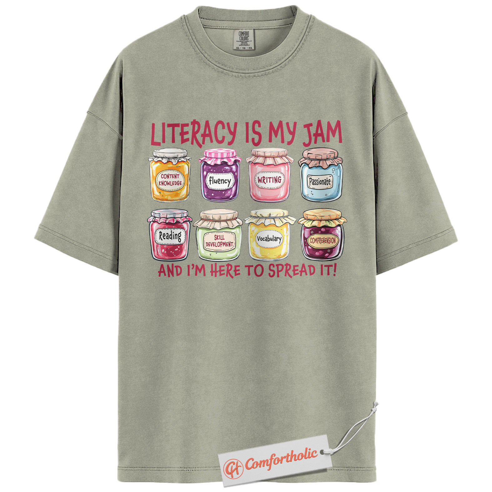 Literacy Is My Jam Shirt, Funny Reading Teacher Shirt, Bookworm Educator Shirt, Classroom Comfort Colors T-Shirt - Image 6