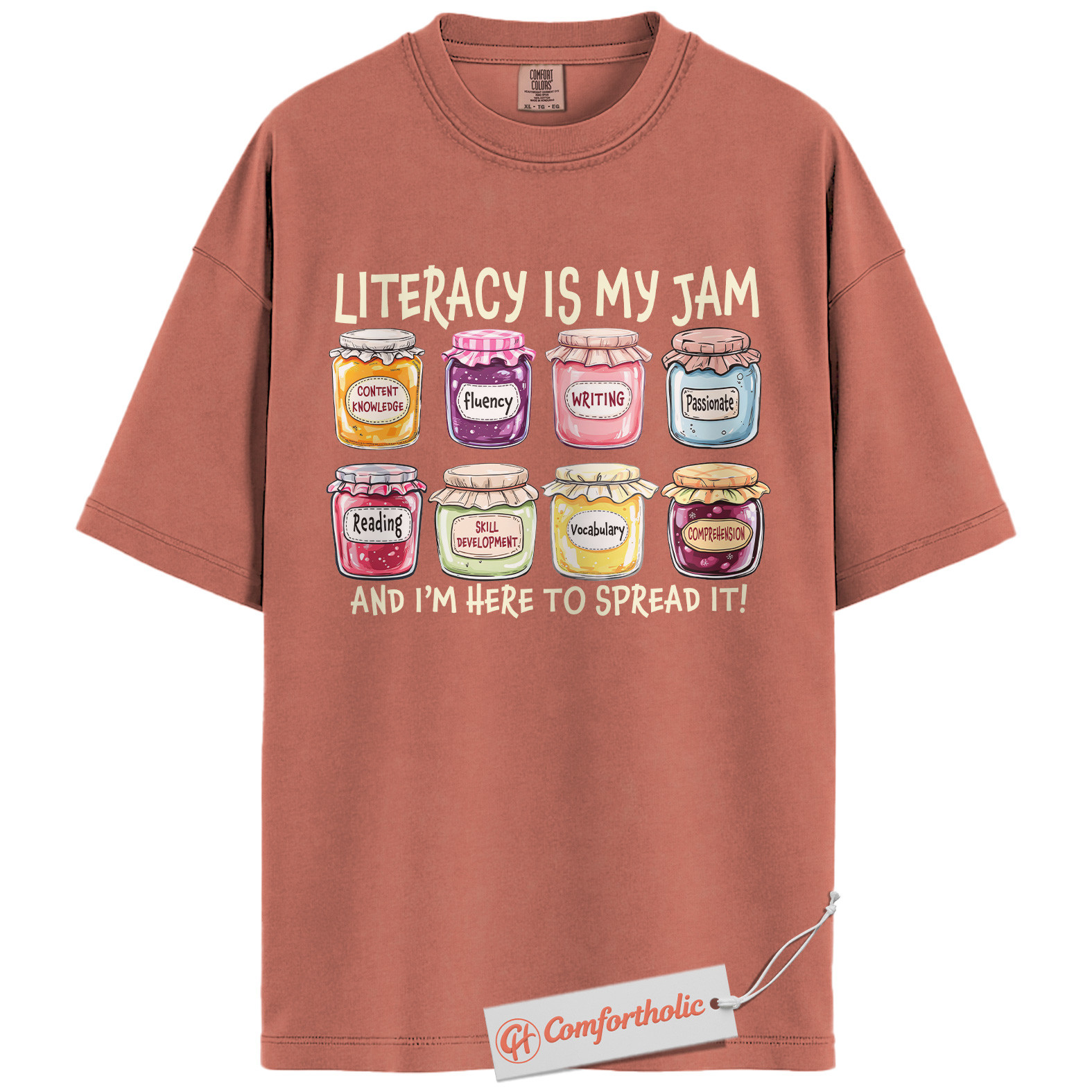 Literacy Is My Jam Shirt, Funny Reading Teacher Shirt, Bookworm Educator Shirt, Classroom Comfort Colors T-Shirt - Image 7