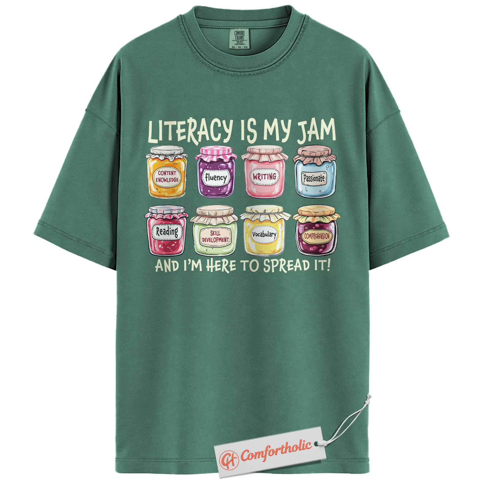 Literacy Is My Jam Shirt, Funny Reading Teacher Shirt, Bookworm Educator Shirt, Classroom Comfort Colors T-Shirt - Image 10