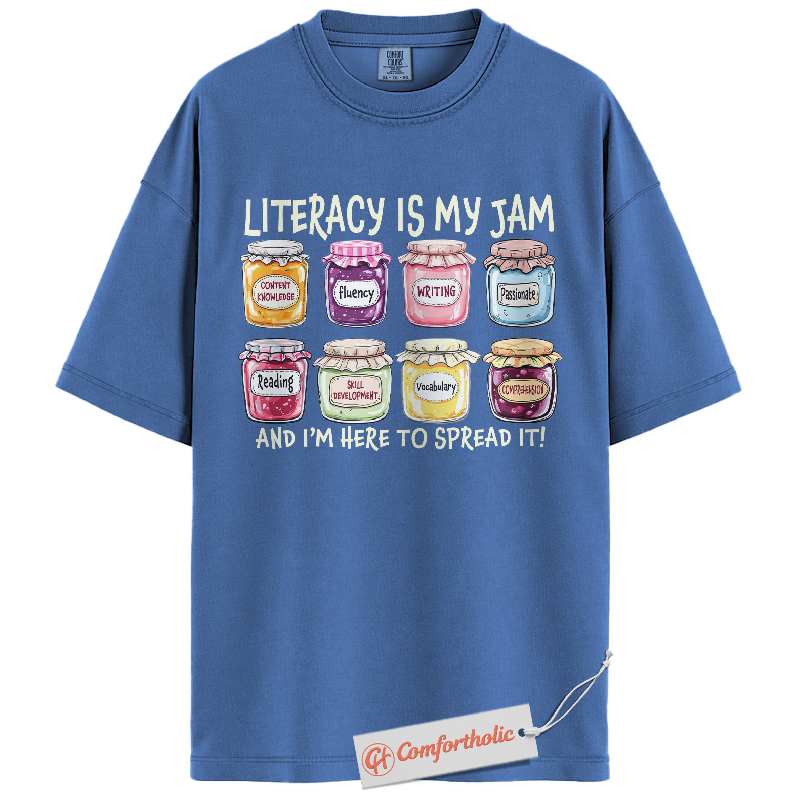 Literacy Is My Jam Shirt, Funny Reading Teacher Shirt, Bookworm Educator Shirt, Classroom Comfort Colors T-Shirt - Image 12