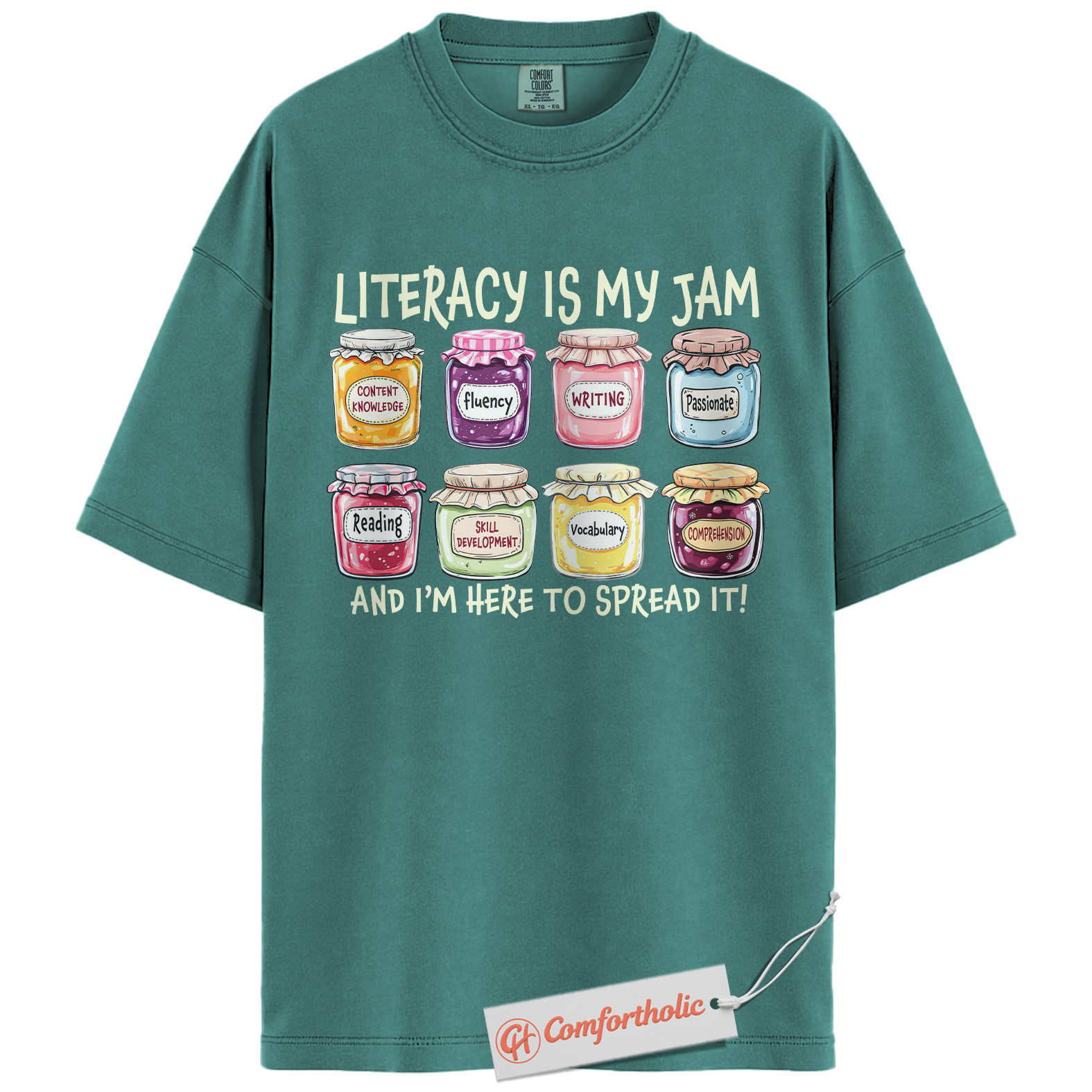 Literacy Is My Jam Shirt, Funny Reading Teacher Shirt, Bookworm Educator Shirt, Classroom Comfort Colors T-Shirt - Image 13