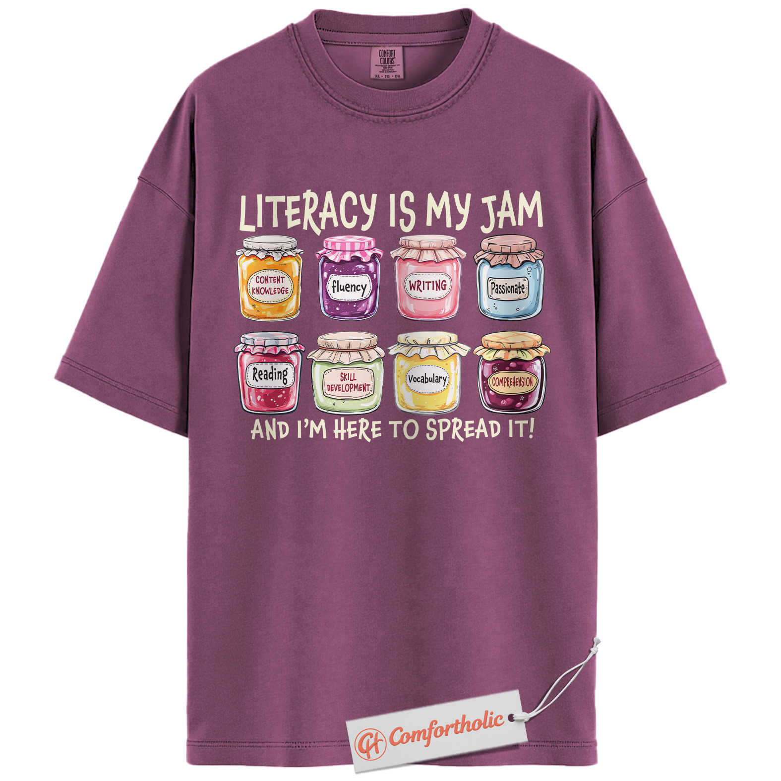 Literacy Is My Jam Shirt, Funny Reading Teacher Shirt, Bookworm Educator Shirt, Classroom Comfort Colors T-Shirt - Image 15