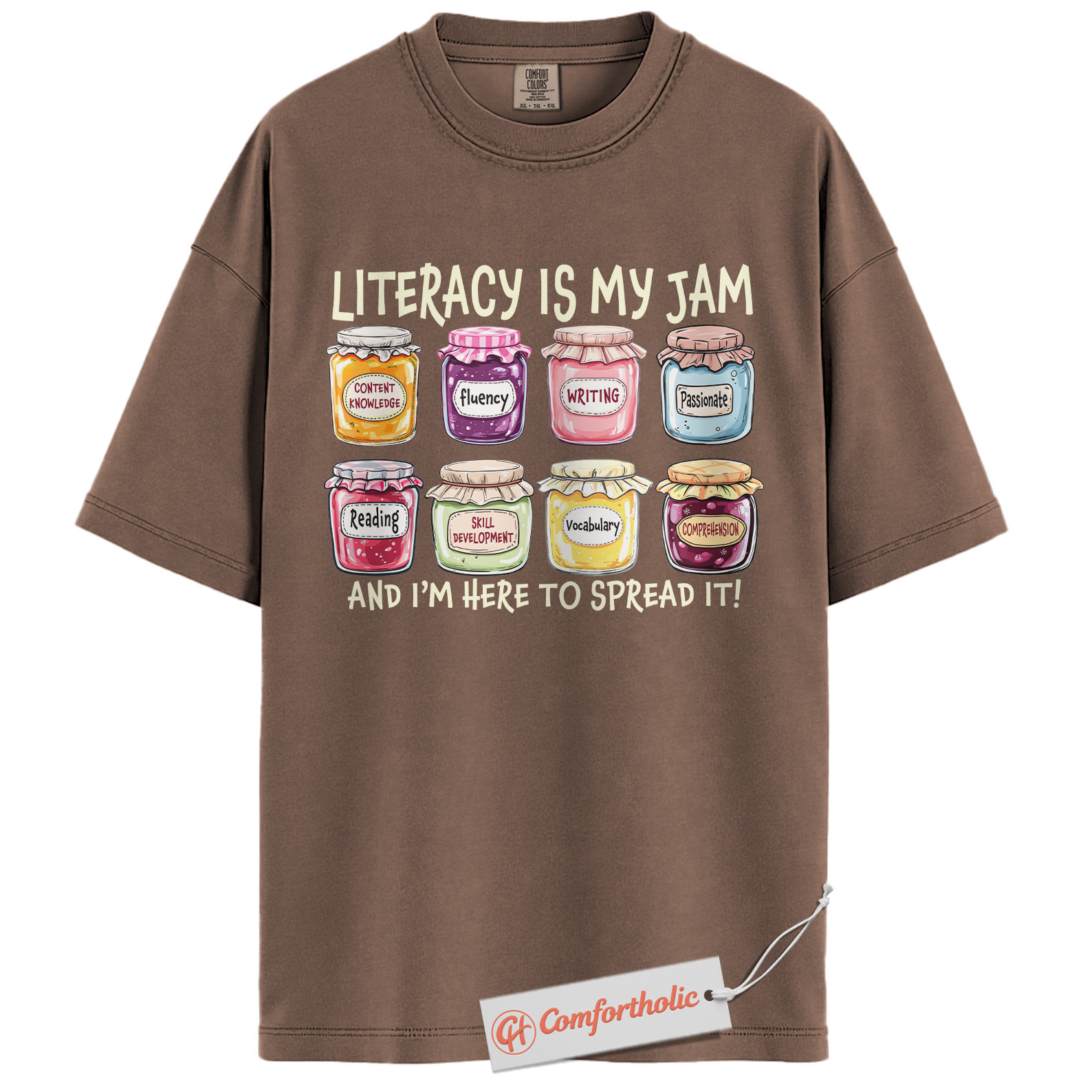 Literacy Is My Jam Shirt, Funny Reading Teacher Shirt, Bookworm Educator Shirt, Classroom Comfort Colors T-Shirt - Image 19