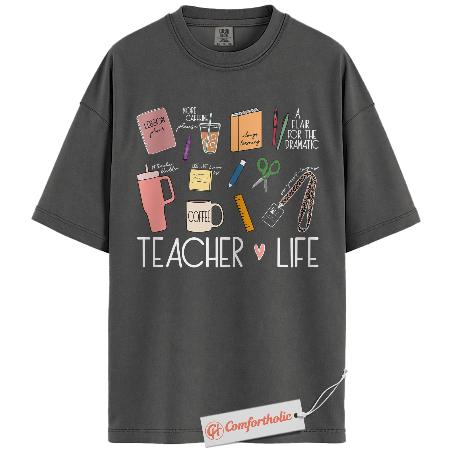 Teacher Life Shirt, Coffee Lesson Plan Shirt, Educator Shirt, Cute Teaching Supplies Shirt, Teacher Comfort Colors Shirt - Image 4