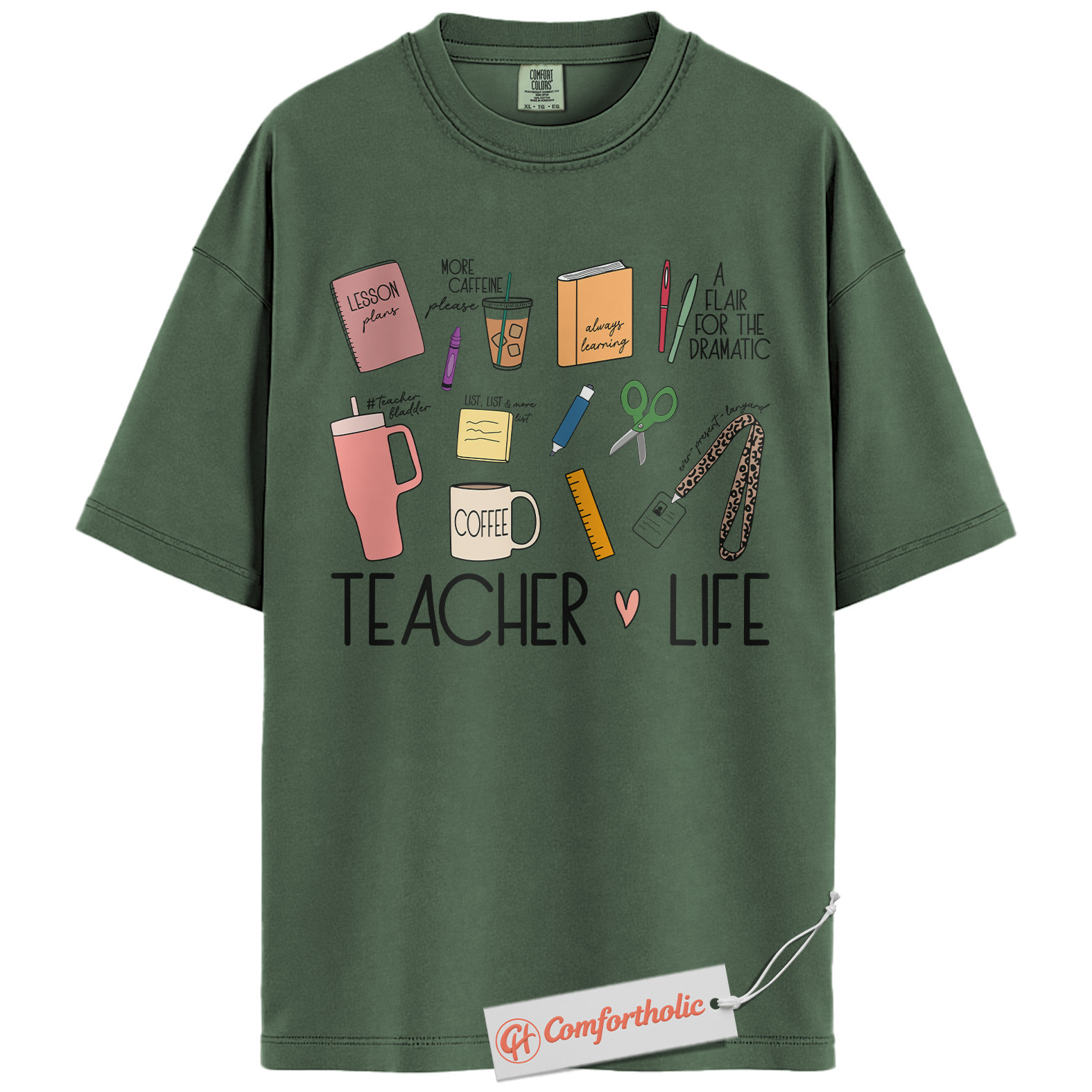 Teacher Life Shirt, Coffee Lesson Plan Shirt, Educator Shirt, Cute Teaching Supplies Shirt, Teacher Comfort Colors Shirt - Image 5