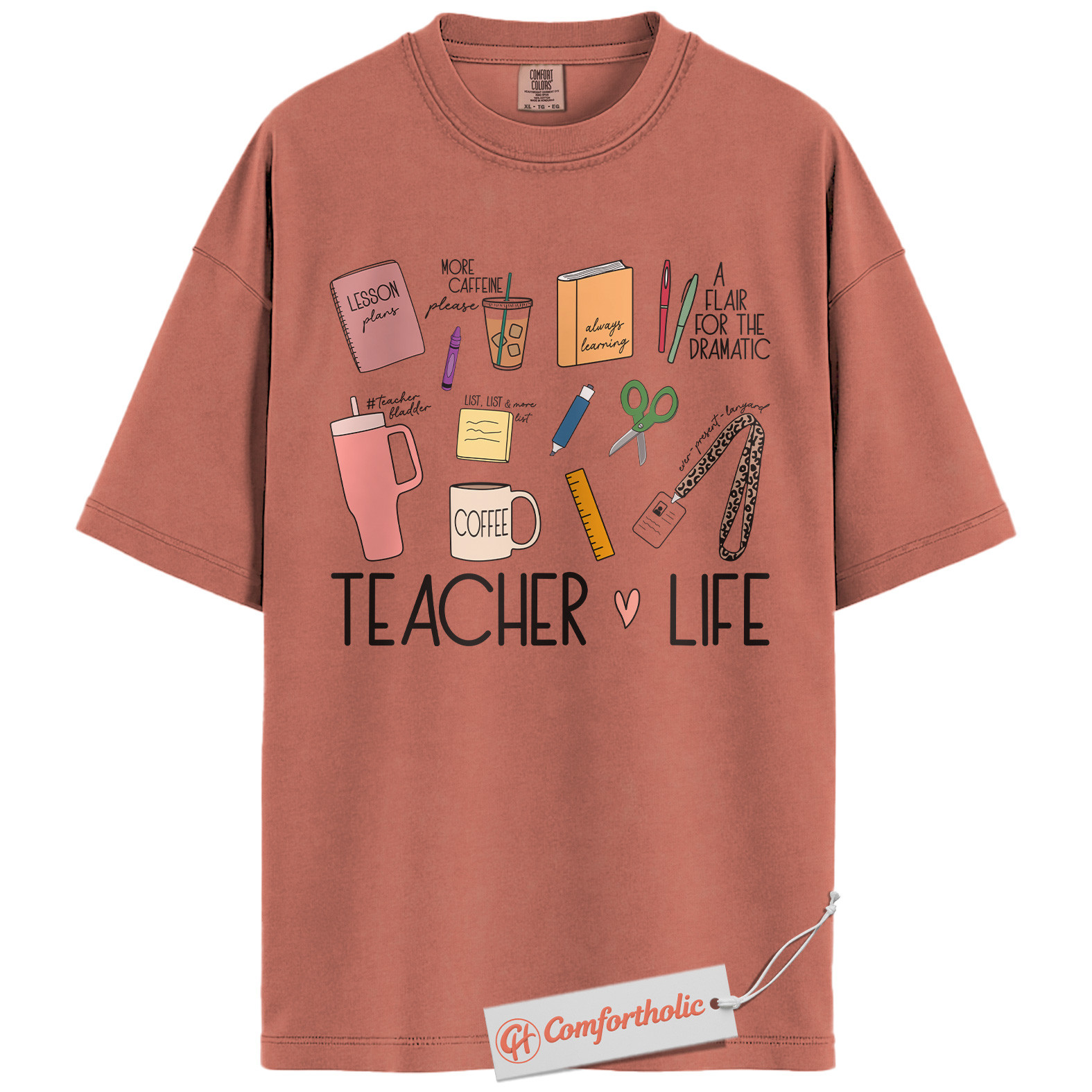Teacher Life Shirt, Coffee Lesson Plan Shirt, Educator Shirt, Cute Teaching Supplies Shirt, Teacher Comfort Colors Shirt - Image 7