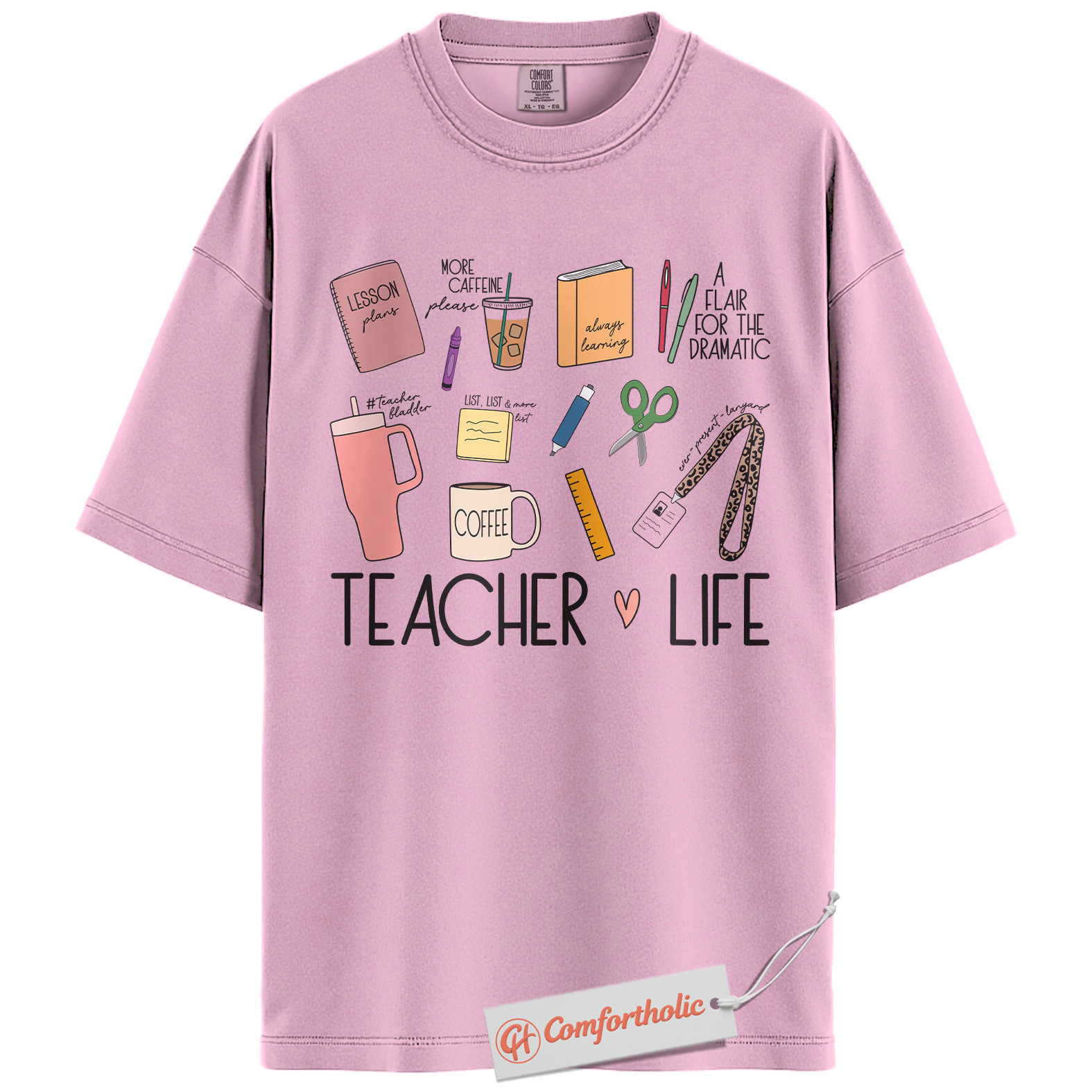 Teacher Life Shirt, Coffee Lesson Plan Shirt, Educator Shirt, Cute Teaching Supplies Shirt, Teacher Comfort Colors Shirt - Image 8
