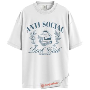 Alternative view of Anti Social Book Club Shirt, Introvert Reader Shirt, Vintage Book Lover Shirt, Reading Comfort Colors Shirt