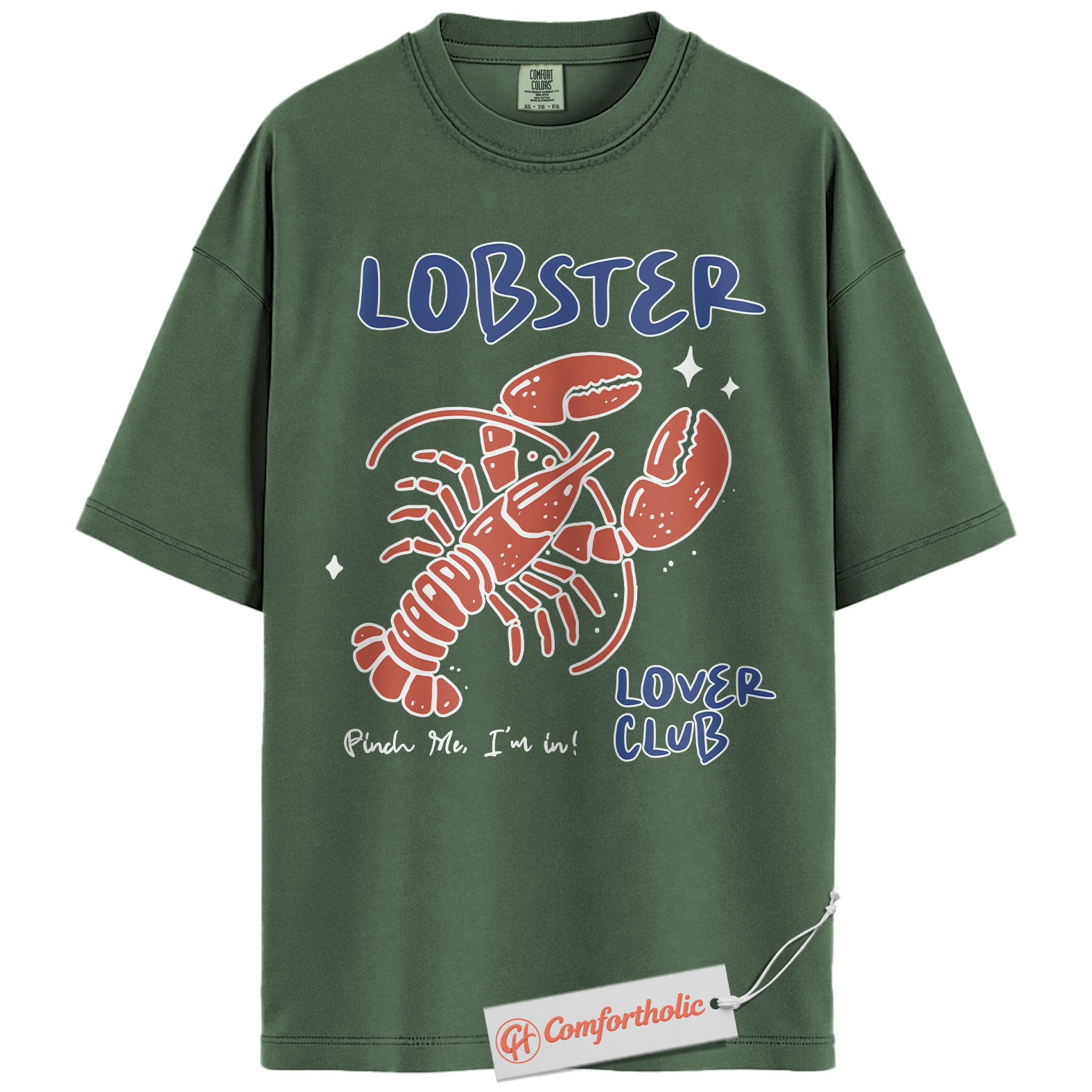 Lobster Lover Club Shirt, Funny Lobster Graphic Shirt, Seafood Art Shirt, Summer Comfort Colors Shirt - Image 6