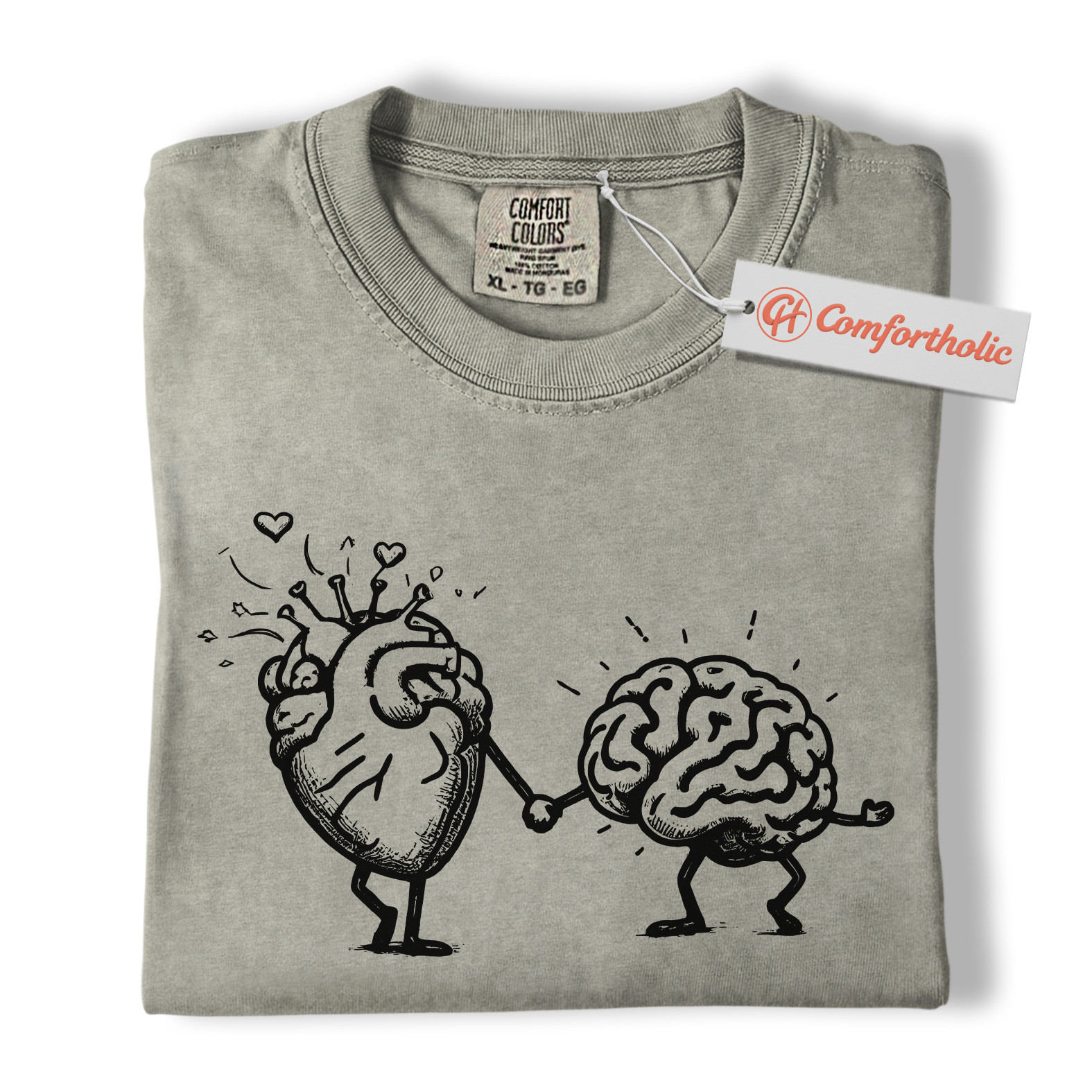 Heart and Brain Shirt, Funny Mental Health Shirt, Mind and Emotion Art Shirt, Self Love Comfort Colors Shirt - Image 7