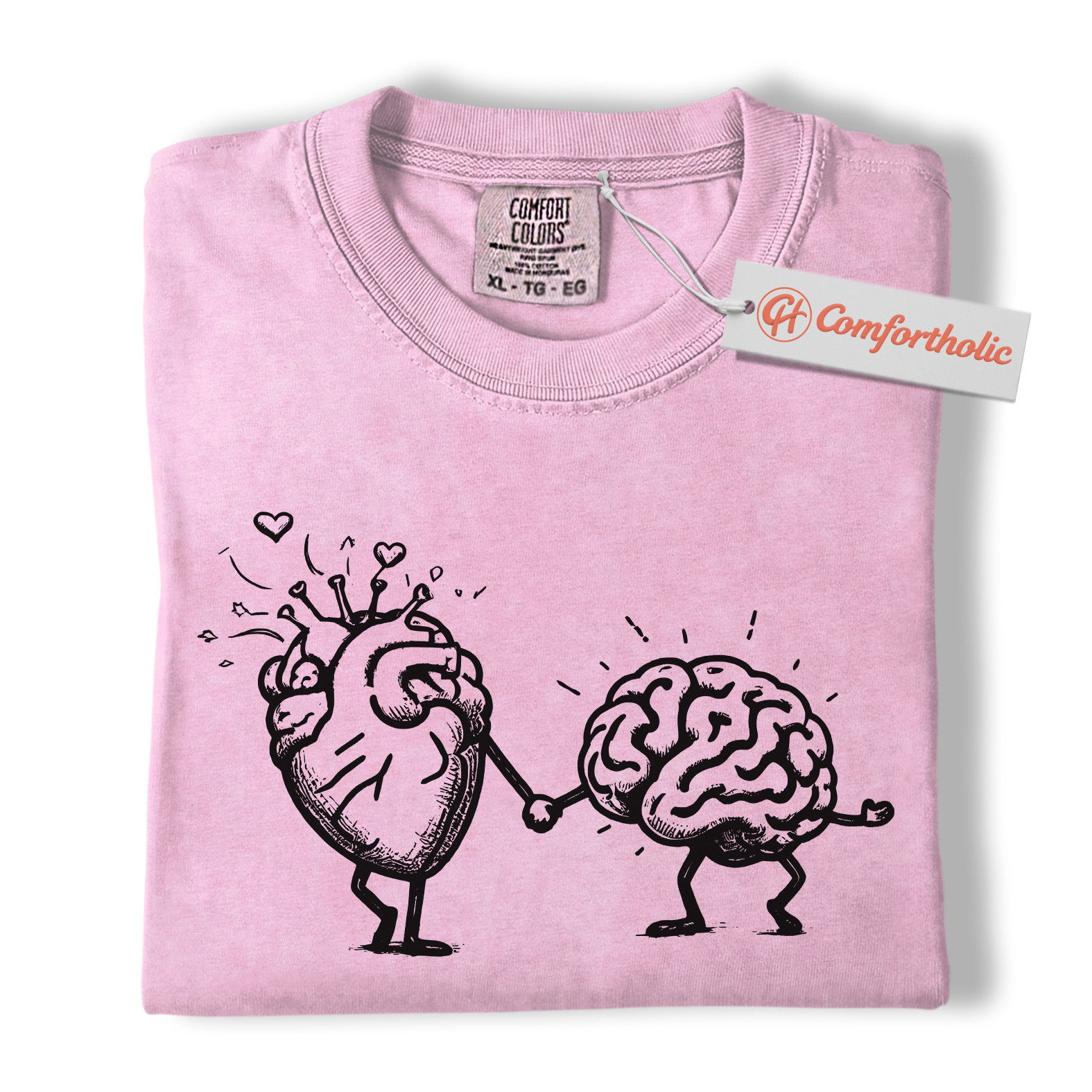 Heart and Brain Shirt, Funny Mental Health Shirt, Mind and Emotion Art Shirt, Self Love Comfort Colors Shirt - Image 9