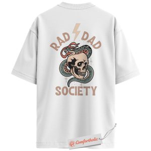 Alternative view of Rad Dad Society Back Print Shirt, Skull Snake Tattoo Dad Shirt, Cool Rock Dad Graphic Tee, Alternative Father's Day Gift, Comfort Colors Shirt