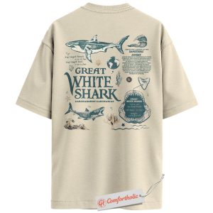 Great White Shark Shirt, Ocean Animal Shirt, Marine Biology Shirt, Sea Life Educational Shirt, Shark Graphic Comfort Colors Back Print Shirt