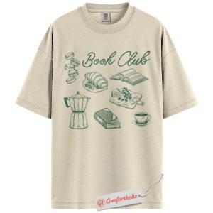 Book Club Shirt, Coffee and Books Lover Shirt, Cozy Cafe Reading Shirt, Vintage Food and Books Comfort Colors T-Shirt