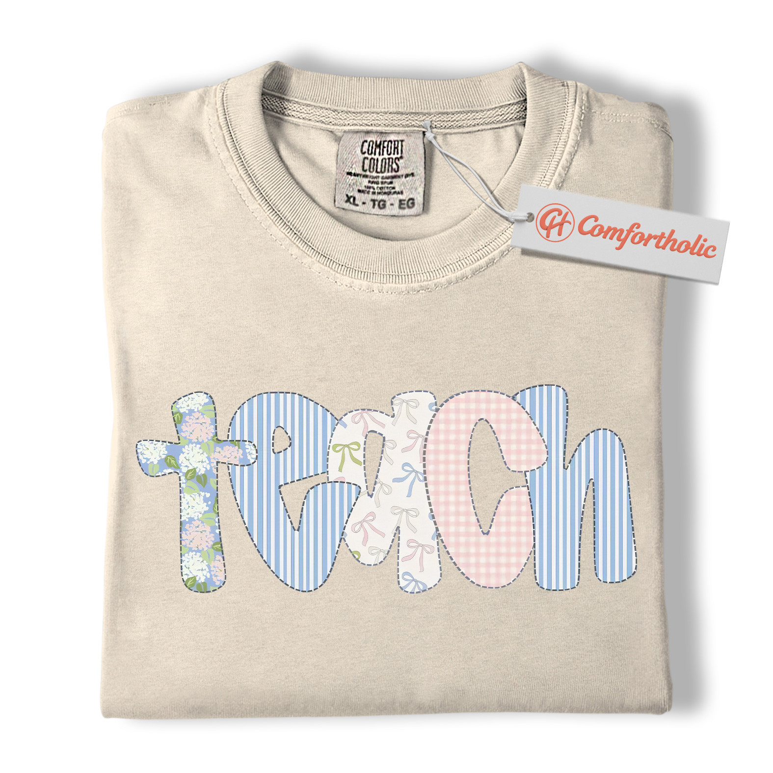 Patchwork Teach Shirt, Cute Teacher Shirt, Back to School Shirt, Educator Comfort Colors Shirt - Image 5