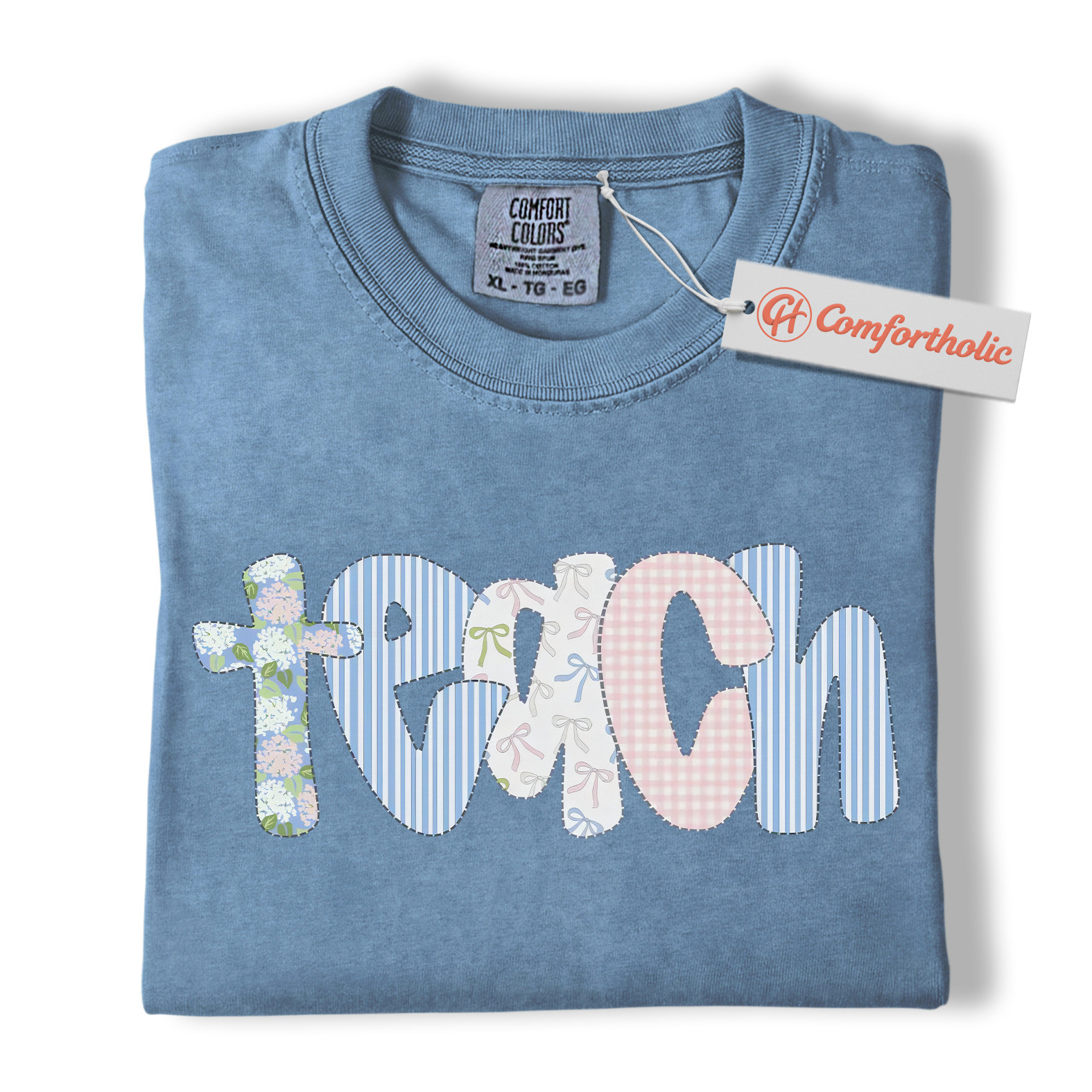 Patchwork Teach Shirt, Cute Teacher Shirt, Back to School Shirt, Educator Comfort Colors Shirt