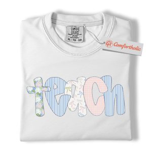 Alternative view of Patchwork Teach Shirt, Cute Teacher Shirt, Back to School Shirt, Educator Comfort Colors Shirt