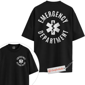 Alternative view of Emergency Department Shirt, ER Nurse Shirt, Hospital Staff Medical Shirt, EMT Paramedic Uniform Shirt, Comfort Colors Shirt 2-Sided