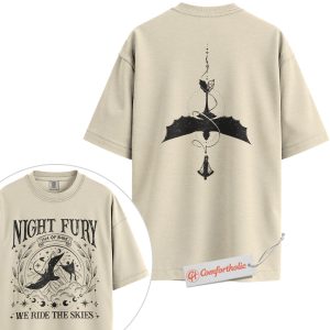 Night Fury Shirt, We Ride the Skies Dragon Shirt, Isle of Berk Fantasy Shirt, How to Train Your Dragon Tee, Comfort Colors T-Shirt 2-Sided