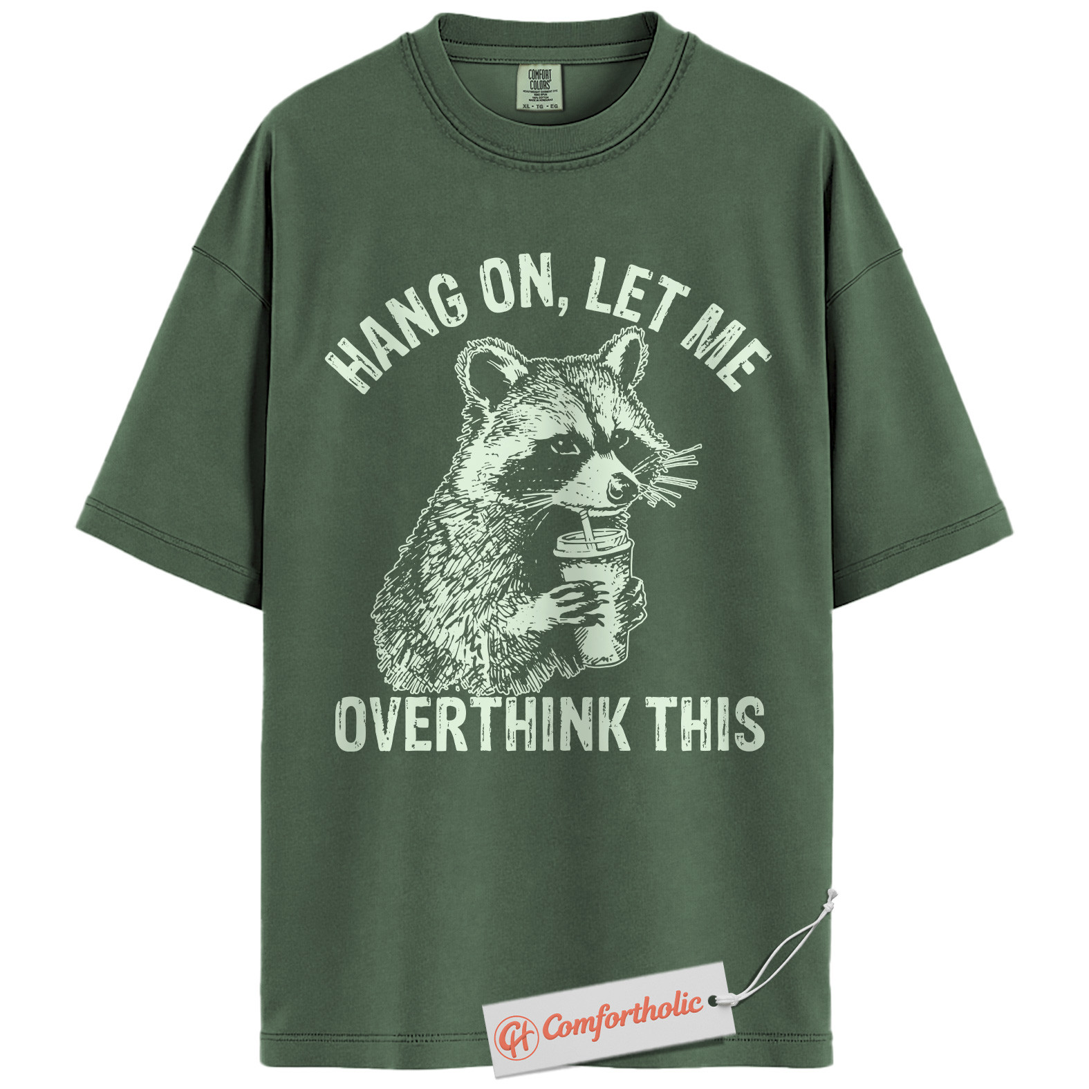 Hang On Let Me Overthink This Shirt, Funny Raccoon Coffee Shirt, Anxiety Humor Tee, Overthinking Meme T-Shirt, Sarcastic Comfort Colors Shirt - Image 5