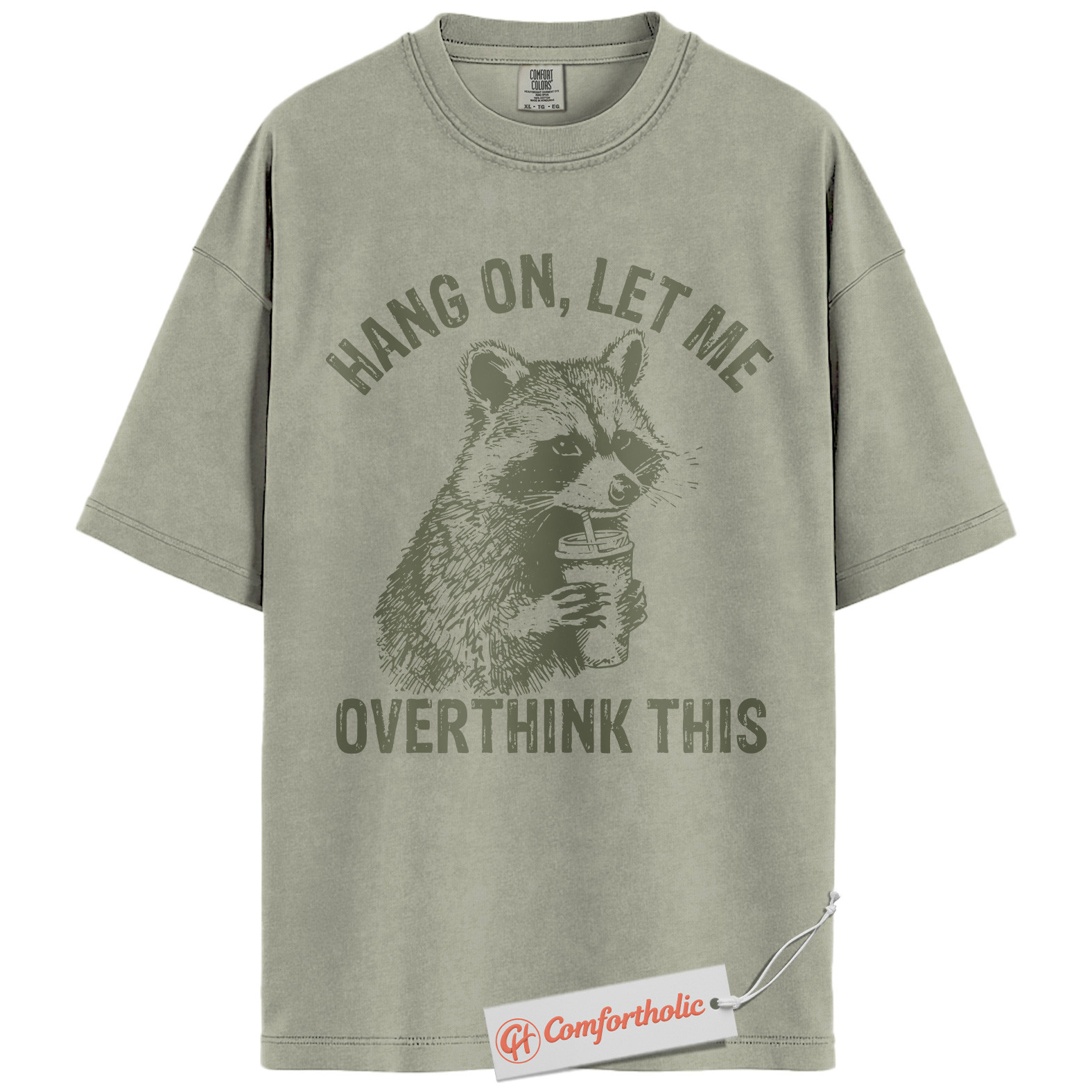 Hang On Let Me Overthink This Shirt, Funny Raccoon Coffee Shirt, Anxiety Humor Tee, Overthinking Meme T-Shirt, Sarcastic Comfort Colors Shirt - Image 6